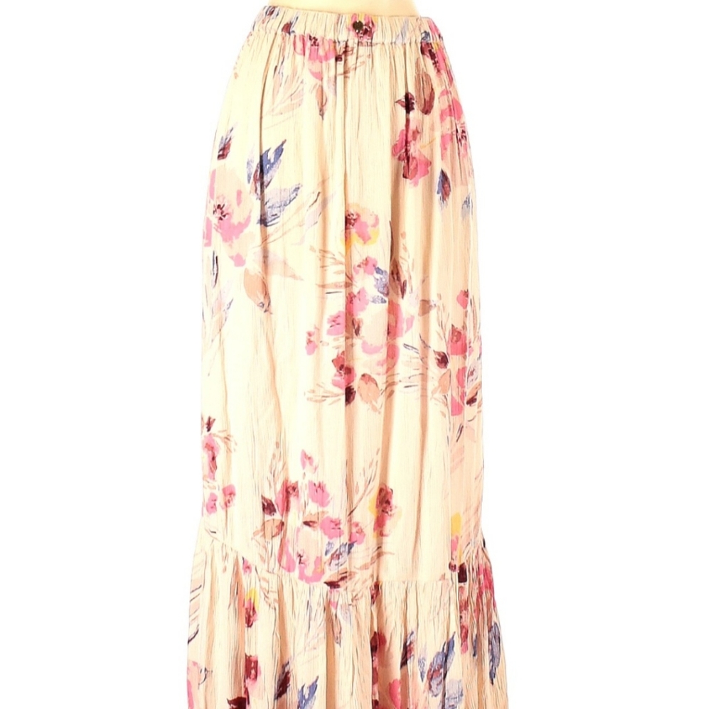 Billabong Cream Floral Maxi Skirt with Pink and Blue Accents - Picture 11 of 12